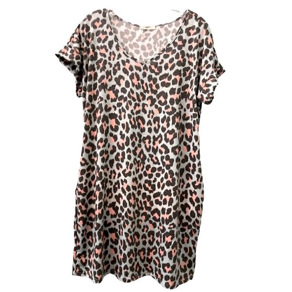 ENTRO Jersey Knit Leopard Print Dress - Picture 1 of 5